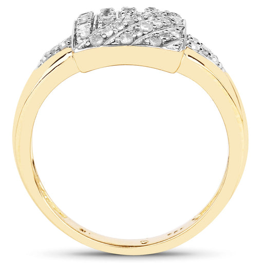 Bids.com 14K Yellow Gold Plated 0.23 Carat Genuine White Diamond .925 Sterling Silver Ring Rings