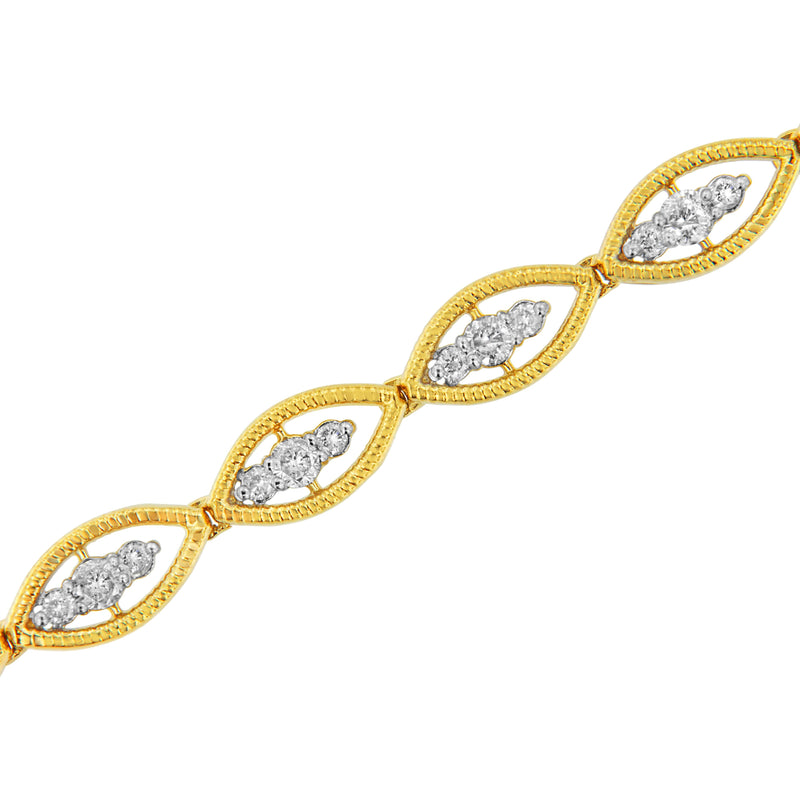Bids.com 10K Yellow Gold Plated .925 Sterling Silver 1 cttw Prong Set Round-Cut Diamond Link Bracelet (J-K Color, I1-I2 Clarity) - 7.25" Bracelets