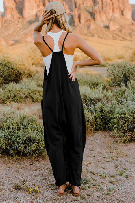 Full Size V-Neck Sleeveless Jumpsuit with Pockets