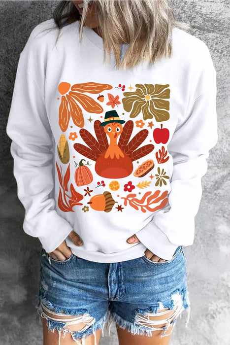 Graphic Round Neck Long Sleeve Sweatshirt