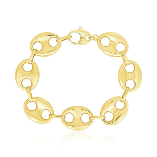 Bids.com 14k Yellow Gold High Polish Lite Puffed Mariner Link Bracelet (21 mm) Bracelets