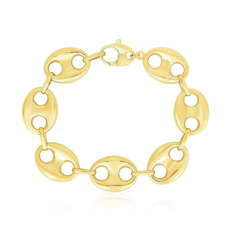 Bids.com 14k Yellow Gold High Polish Lite Puffed Mariner Link Bracelet (21 mm) Bracelets