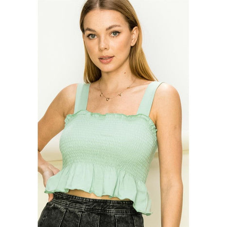 Trend Times Smocked Ruffled Crop Top