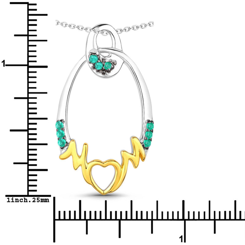 Bids.com 0.15 Carat Genuine Emerald .925 Sterling Silver Pendant Pendants