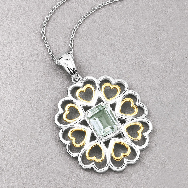 Bids.com 2.10 Carat Genuine Green Amethyst .925 Sterling Silver Pendant Pendants