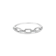 Bids.com .925 Sterling Silver Diamond Accent Paperclip Band Ring (I-J Color, I2-I3 Clarity) - Ring Size 6 Rings