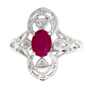 Bids.com 1.05ct Ruby Diamond Ring 10KT White Gold Rings