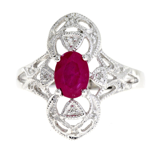 Bids.com 1.05ct Ruby Diamond Ring 10KT White Gold Rings