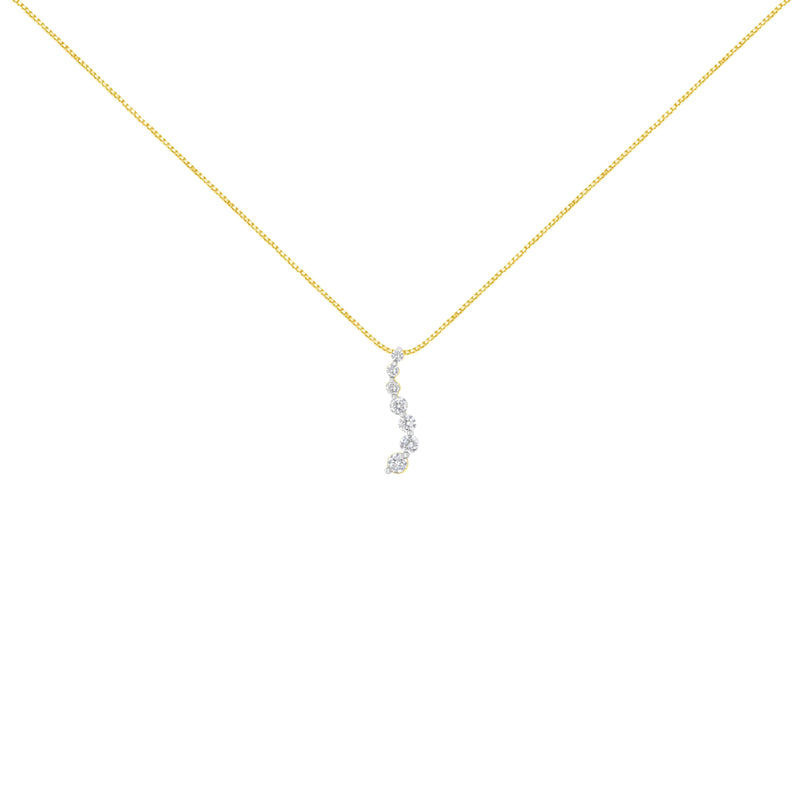 Bids.com AGS Certified 14K Yellow Gold 2.0 Cttw Baguette and Brilliant Round-Cut Diamond Journey 18" Pendant Necklace (F-G Color, I1-I2 Clarity) Necklaces