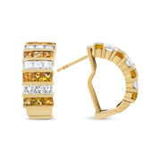 Bids.com 18K Yellow Gold 1 3/4 Cttw Invisible Set Princess Cut Diamond and 2.5mm Yellow Sapphire Huggie Hoop Earrings (F-G Color, VS1-VS2 Clarity) Earrings