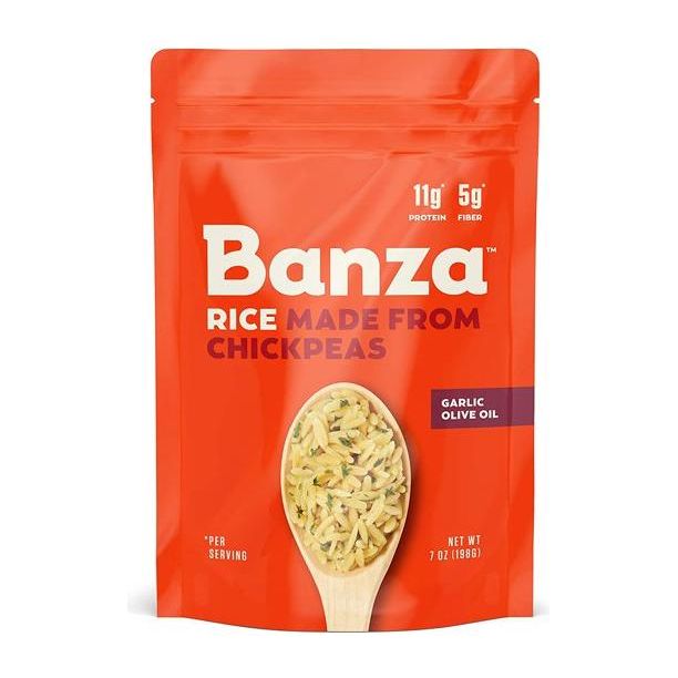 Banza Rice Garlic Olive Oil Chickpea (Pack of 6-7 Oz)