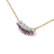 Bids.com 18K Rose Gold 3/4 Cttw Pave Diamonds and Graduated Red Ruby Gemstone Curved Bar Choker Necklace (G-H Color, SI1-SI2 Clarity) - Adjustable up to 14" - 16.5" Necklaces