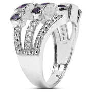 Bids.com 0.87 Carat Genuine Amethyst & White Topaz .925 Sterling Silver Ring Rings