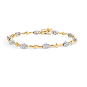 Bids.com 10K White and Yellow Gold 1.00 Cttw Diamond Oval Shaped Cluster Link  Bracelet (I-J Color, SI2-I1 Clarity) - 7" Inches Bracelets