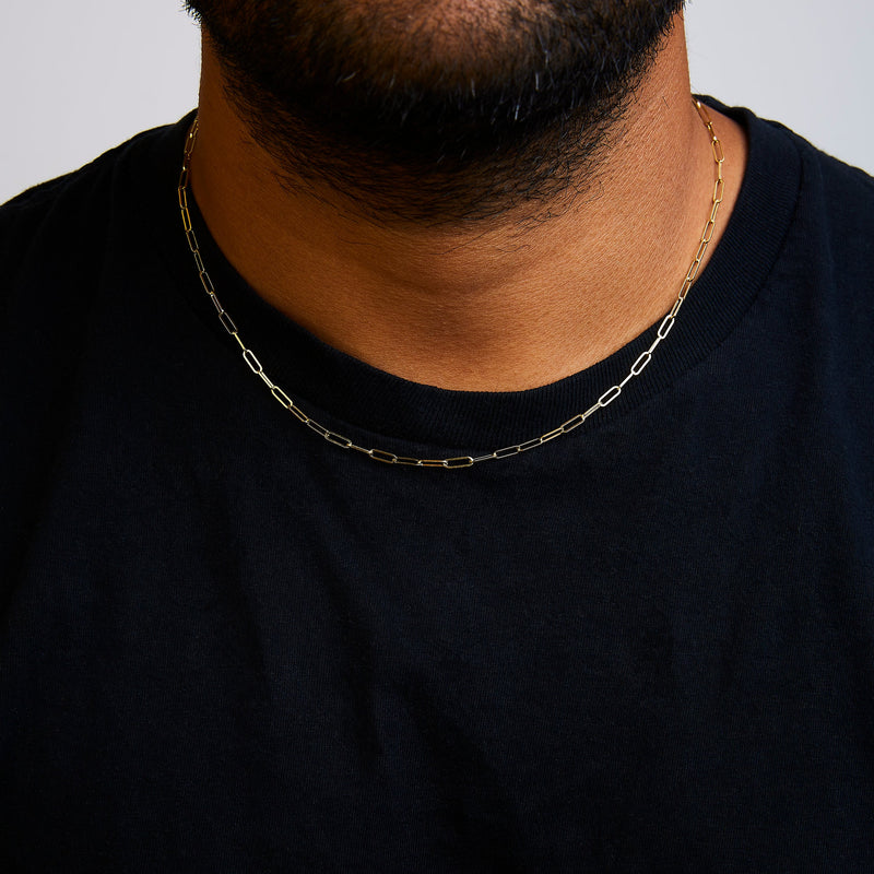 Bids.com Solid 14K Yellow Gold 2.5mm Paperclip Chain Necklace Unisex 18" Inches Necklaces