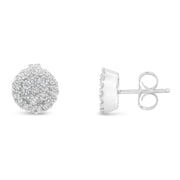Bids.com 14K White Gold 1/2 Cttw Brilliant-Cut Diamond Halo-Style Cluster Round Button Stud Earrings (H-I Color, I1-I2 Clarity) Earrings