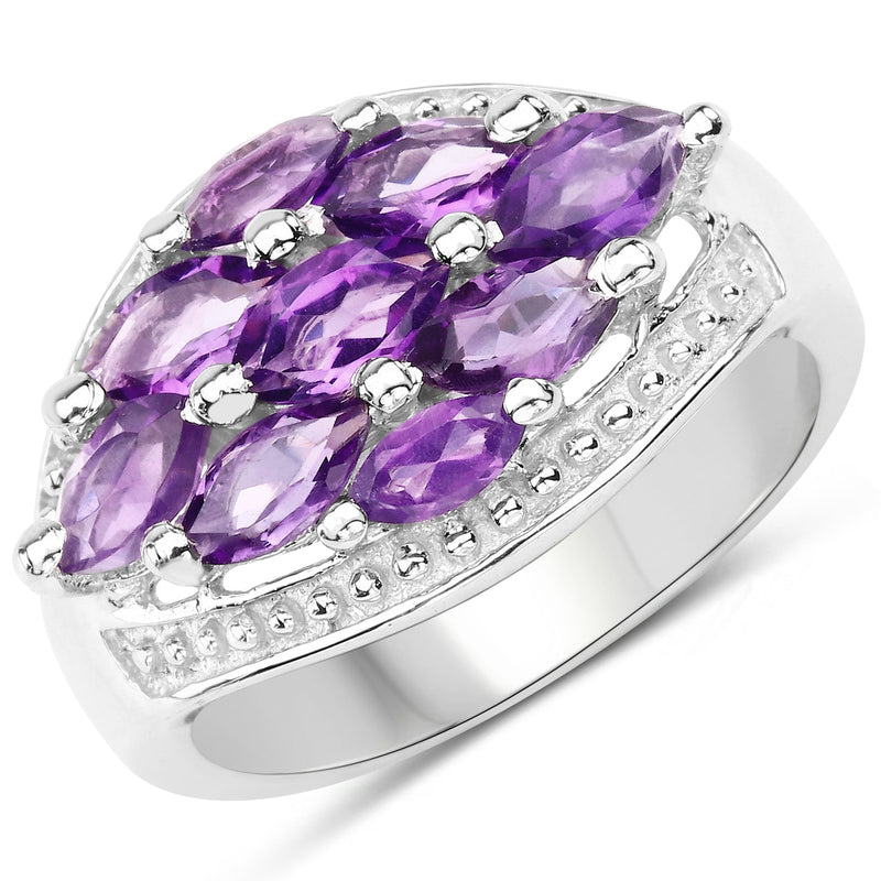 Bids.com 1.91 Carat Genuine  Amethyst .925 Sterling Silver Ring Rings