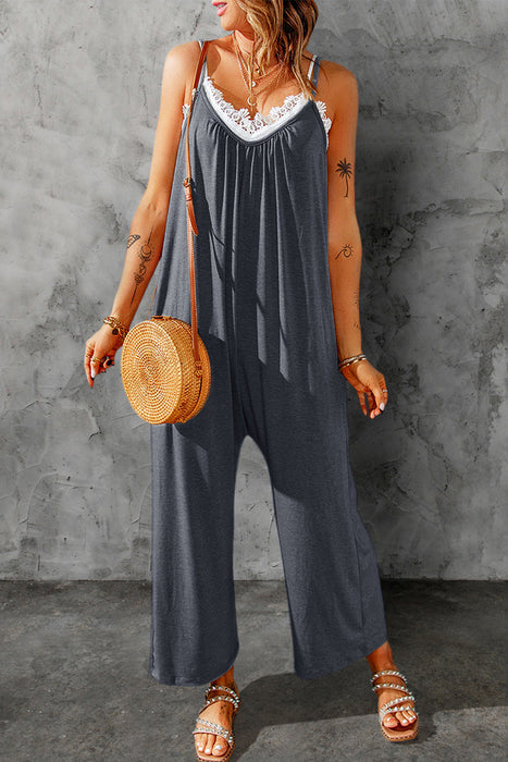 Spaghetti Strap Wide Leg Jumpsuit