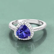 Bids.com 2.33 Carat Genuine Tanzanite and White Diamond 14K White Gold Ring Rings