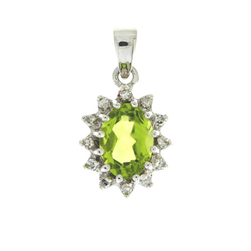 Bids.com .96ct Peridot Diamond Fashion Pendants 10KT White Gold Pendants