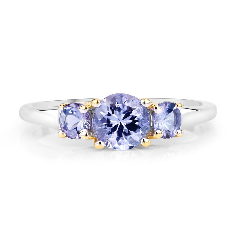 Bids.com Two Tone Plated 1.07 Carat Genuine Tanzanite .925 Sterling Silver Ring Rings