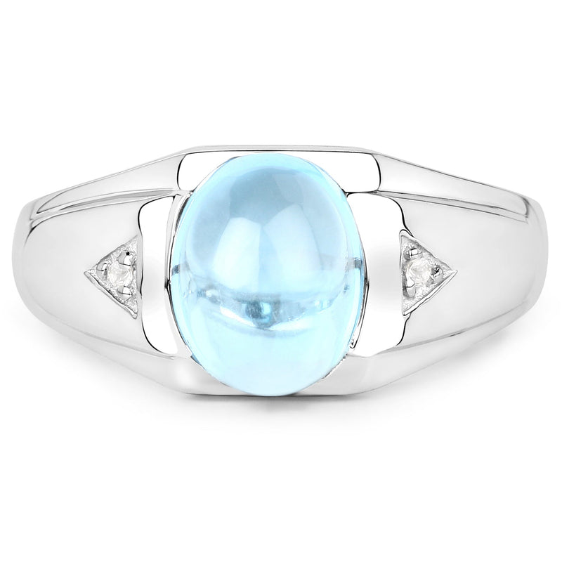 Bids.com 3.67 Carat Genuine Swiss Blue Topaz and White Topaz .925 Sterling Silver Ring Rings