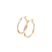 Bids.com 10k Tri-Color Gold Classic Hoop Earrings with Diamond Cut Details Earrings