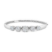 Bids.com 14K White Gold 2 1/2 Cttw Diamond Graduating Floral Cluster Bangle Bracelet (H-I Color, SI1-SI2 Clarity) - Fits Wrists up to 7.25" Bracelets