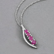 Bids.com 0.43 Carat Genuine Ruby and White Diamond 14K White Gold Pendant Pendants