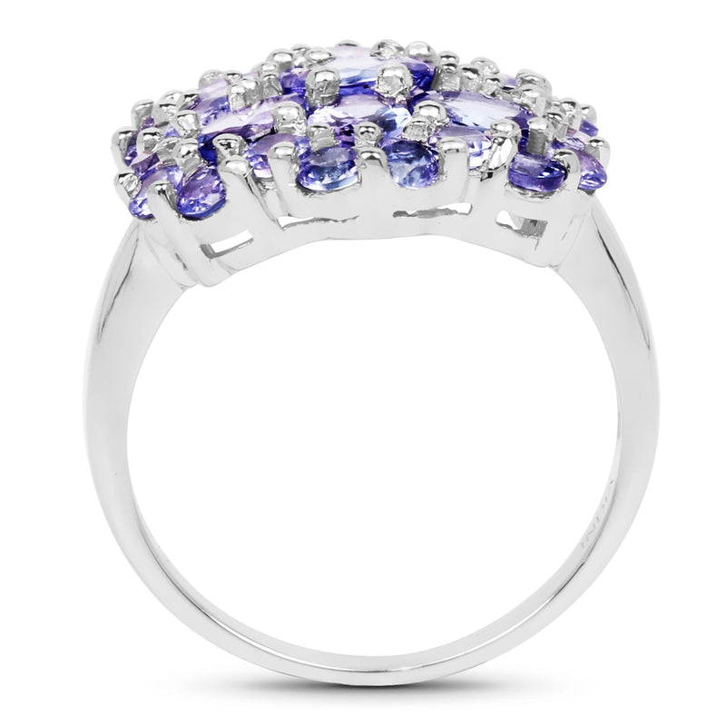 Bids.com 3.91 Carat Genuine Tanzanite .925 Sterling Silver Ring Rings