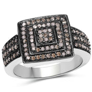 Bids.com 0.42 Carat Genuine Champagne Diamond .925 Sterling Silver Ring Rings