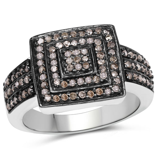 Bids.com 0.42 Carat Genuine Champagne Diamond .925 Sterling Silver Ring Rings