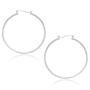 Bids.com 10k White Gold Polished Hoop Earrings (40mm) Earrings