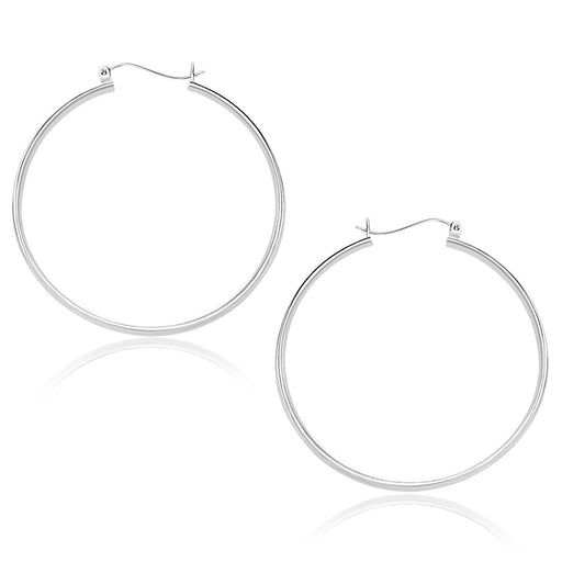 Bids.com 10k White Gold Polished Hoop Earrings (40mm) Earrings