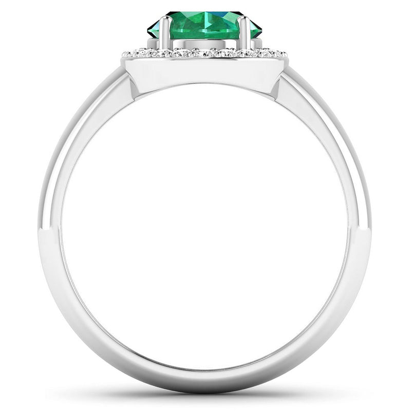 Bids.com 1.87 Carat Genuine Zambian Emerald and White Diamond 14K White Gold Ring Rings