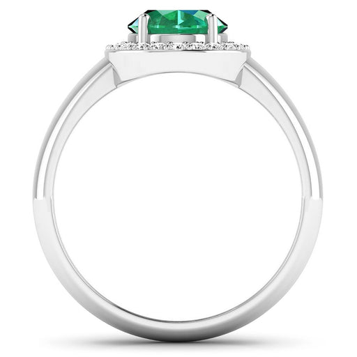 Bids.com 1.87 Carat Genuine Zambian Emerald and White Diamond 14K White Gold Ring Rings