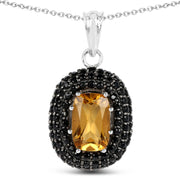 Bids.com 5.85 Carat Genuine Citrine and Black Spinel .925 Sterling Silver Pendant Pendants