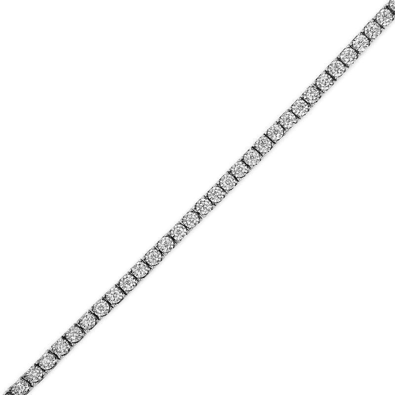 Bids.com 14K White Gold 1.0 Cttw Miracle Set Round-Cut Lab Grown Diamond Illusion Tennis Bracelet (F-G Color, VS2-SI1 Clarity) Size 7" Bracelets