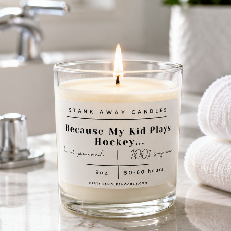 Dirty Dangles Hockey Because My Kid Plays Hockey Candle Soy Wax Candles Dark Gray Brown Sugar &  Fig,Certified Beaut (Lavender Lemongrass),Cinnamon Vanilla,Coastal Breeze,Oatmeal Milk & Honey,Sweet Orange & Chili Pepper,Gingerbread (Seasonal)