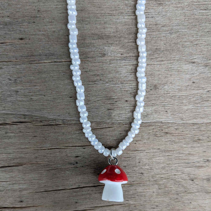 Threddies Beaded Mushroom Necklace