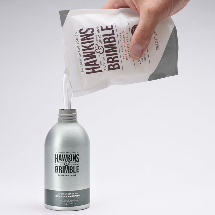 Hawkins & Brimble Com - Eco-Refillable Beard Shampoo + Beard Oil Bundle