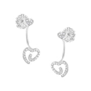 Bids.com .925 Sterling Silver 1/4 Cttw Diamond Swirl Heart Front/Back Earrings (I-J Color, I2-I3 Clarity) Earrings