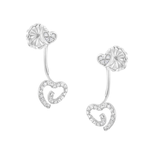 Bids.com .925 Sterling Silver 1/4 Cttw Diamond Swirl Heart Front/Back Earrings (I-J Color, I2-I3 Clarity) Earrings
