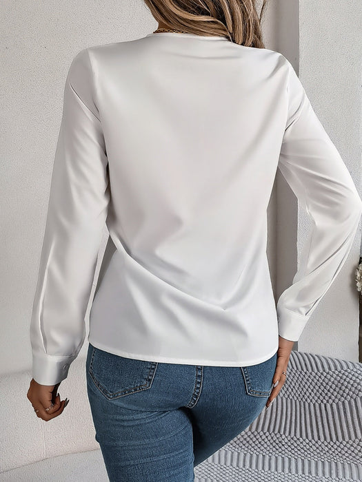 V-Neck Long Sleeve Blouse