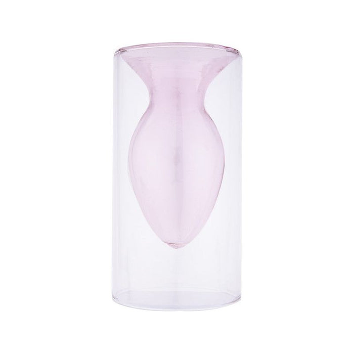 Double Layer Transparent Glass Vase - Pink