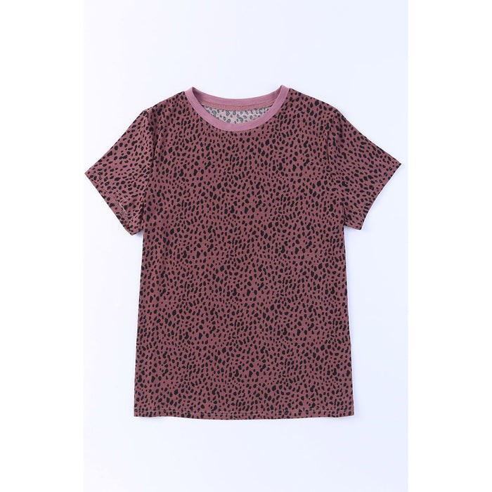 Animal Print Round Neck Short Sleeve T-Shirt