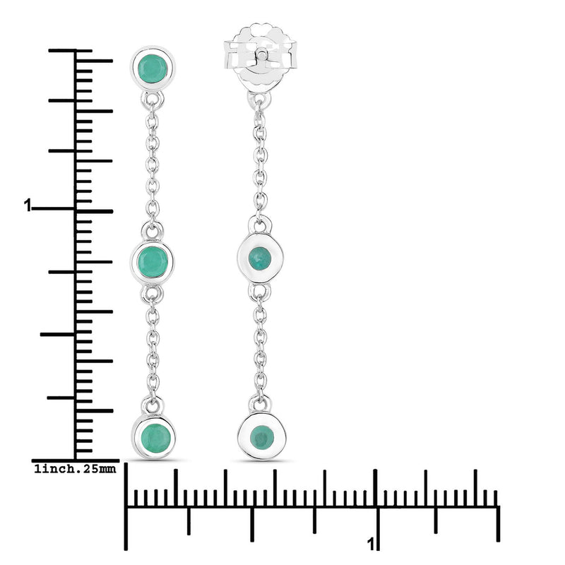 Bids.com 0.60 Carat Genuine Emerald .925 Sterling Silver Earrings Earrings