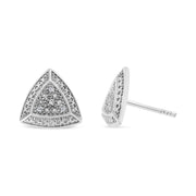 Bids.com .925 Sterling Silver Diamond-Accented Trillion Shaped 4-Stone Halo-Style Stud Earrings (H-I Color, I2-I3 Clarity) Earrings