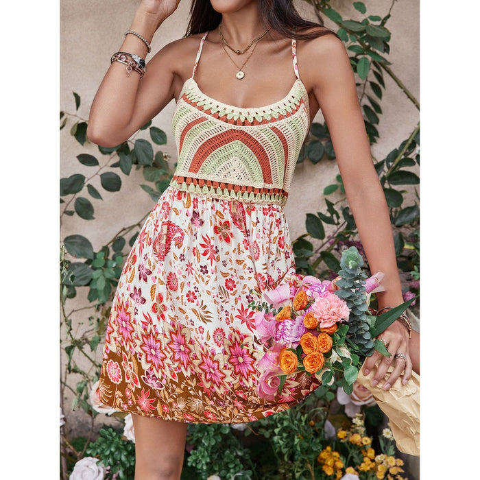 Printed Scoop Neck Mini Cami Dress