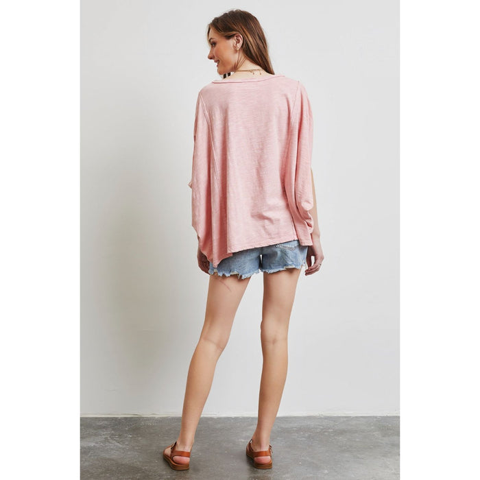 HEYSON Garment-Dyed Boat Neck Oversized Top